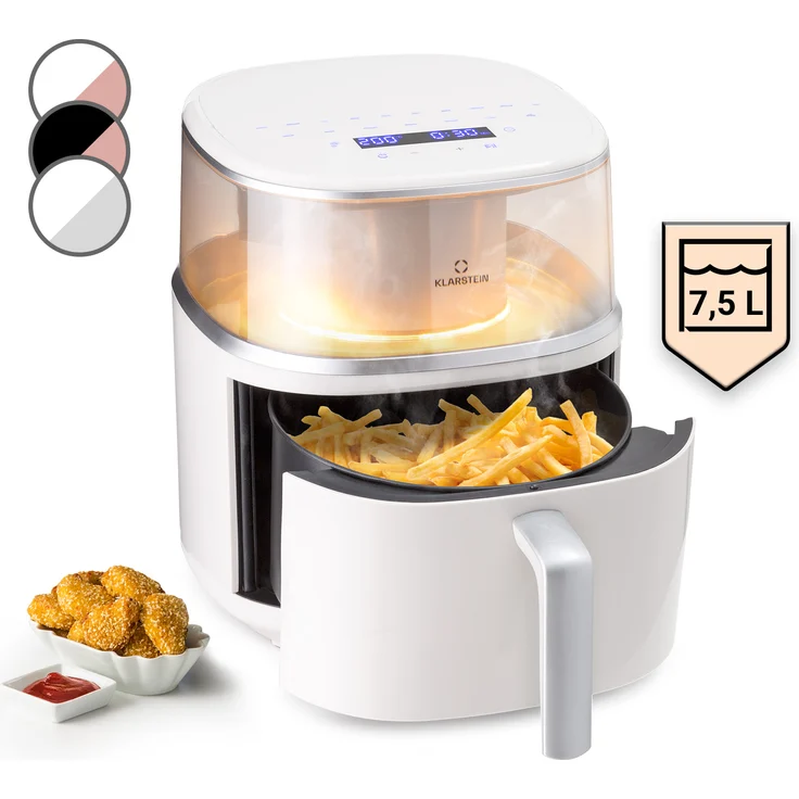Klarstein Air Bloom Heißluftfritteuse mit Dampffunktion 1500W 7,5 Liter, 16 Programme, crème – Bild 1