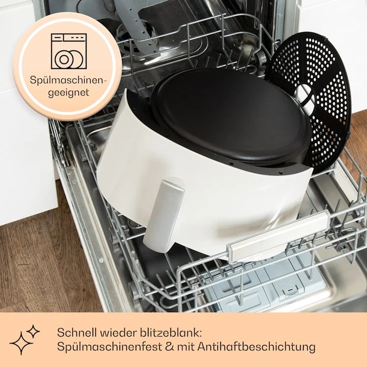 Klarstein Air Bloom Heißluftfritteuse mit Dampffunktion 1500W 7,5 Liter, 16 Programme, crème – Bild 4