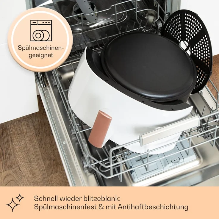 Klarstein Air Bloom Heißluftfritteuse mit Dampffunktion, 1500W, 7,5 Liter, 16 Programme, weiß – Bild 4