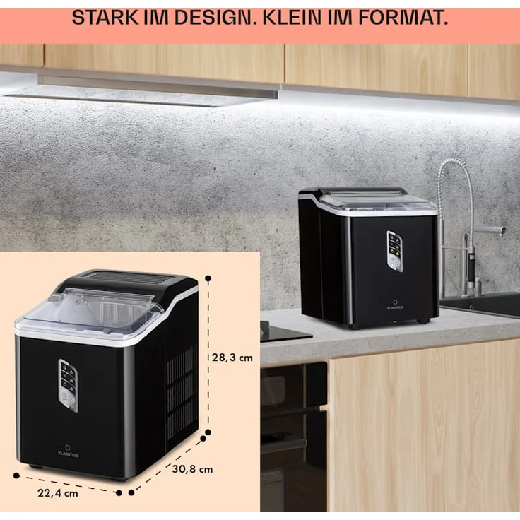 Klarstein Albaron Eiswürfelmaschine Bullet-Eis 12 kg / 24 h 1,5 Ltr. Display Schwarz – Bild 6