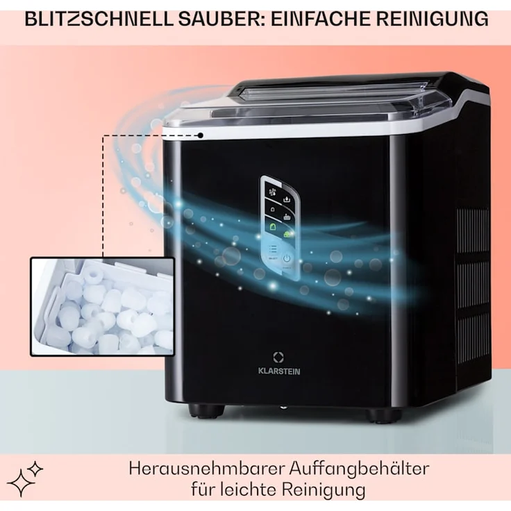 Klarstein Albaron Eiswürfelmaschine Bullet-Eis 12 kg / 24 h 1,5 Ltr. Display Schwarz – Bild 5