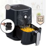Klarstein Crisp-Pro Heißluftfritteuse, Air Fryer, 1400 W, 2,8 Liter, 8 Programme, Timer, Edelstahl, grau