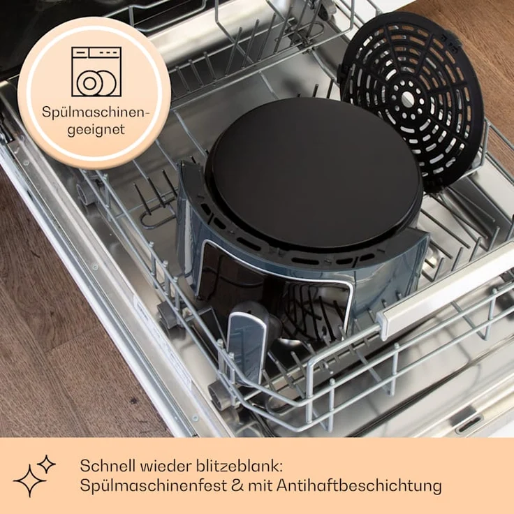 Klarstein Crisp-Pro Heißluftfritteuse, Air Fryer, 1400W, 3,5 Liter, 8 Programme, Timer, Anthrazit – Bild 4