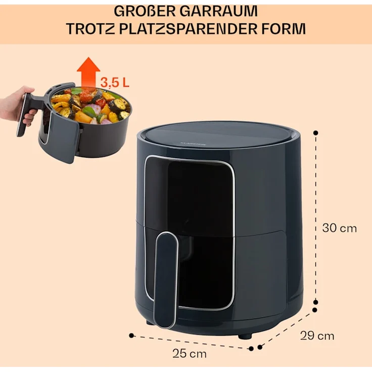 Klarstein Crisp-Pro Heißluftfritteuse, Air Fryer, 1400W, 3,5 Liter, 8 Programme, Timer, Anthrazit – Bild 6