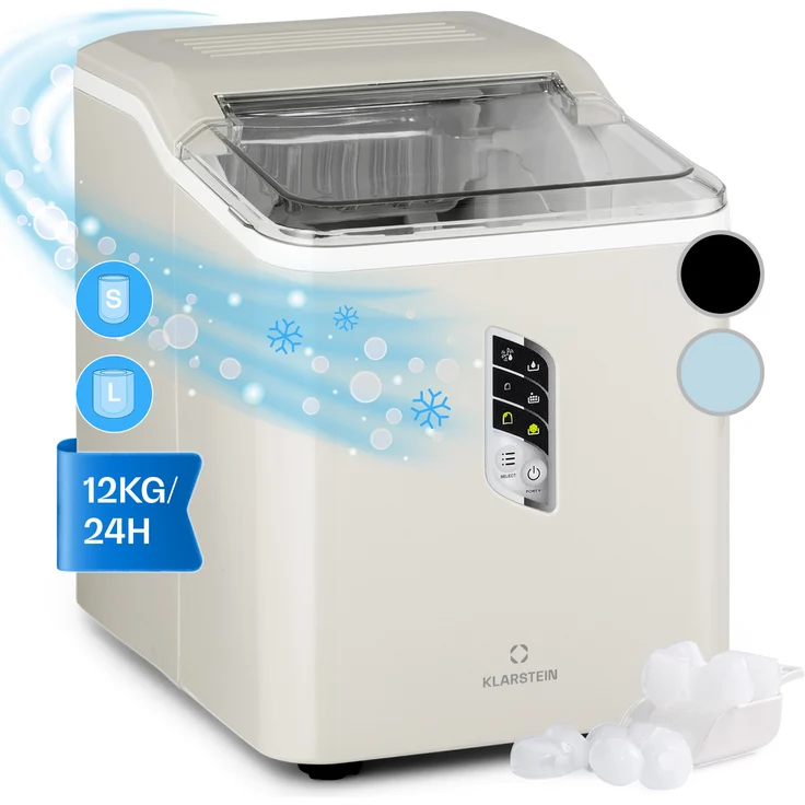 Klarstein Albaron Eiswürfelmaschine, Bullet-Eis, 12 kg / 24 h, 1,5 Ltr., Display, crème – Bild 1