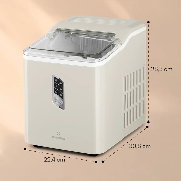 Klarstein Albaron Eiswürfelmaschine, Bullet-Eis, 12 kg / 24 h, 1,5 Ltr., Display, crème – Bild 7