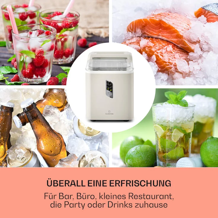 Klarstein Albaron Eiswürfelmaschine, Bullet-Eis, 12 kg / 24 h, 1,5 Ltr., Display, crème – Bild 3