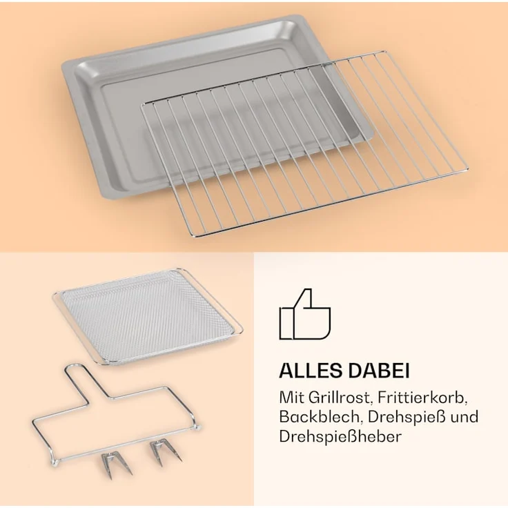 Klarstein Vigor Air Heißluftfritteuse, 1800 W, 30 Liter, 18 Programme, Ober- und Unterhitze, weiß – Bild 7