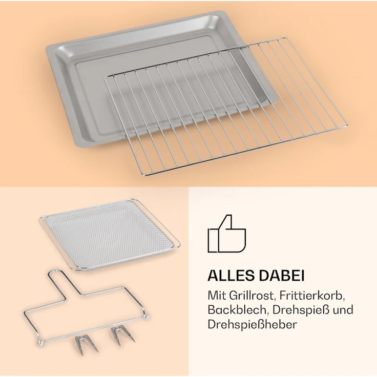 Klarstein Vigor Air Heißluftfritteuse, 1800 W, 30 Liter, 18 Programme, Ober- und Unterhitze, schwarz – Bild 7