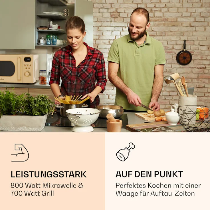 Klarstein Julieta Mikrowelle mit Grill, Standgerät, 20l Garraum, 800 W, Ø25,5 cm Drehteller, 8 Programme, rot – Bild 2
