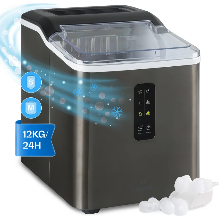 Klarstein Albaron Supreme Eiswürfelmaschine, Bullet-Eis, 12 kg / 24 h, 1,5 Ltr., Edelstahl, schwarz
