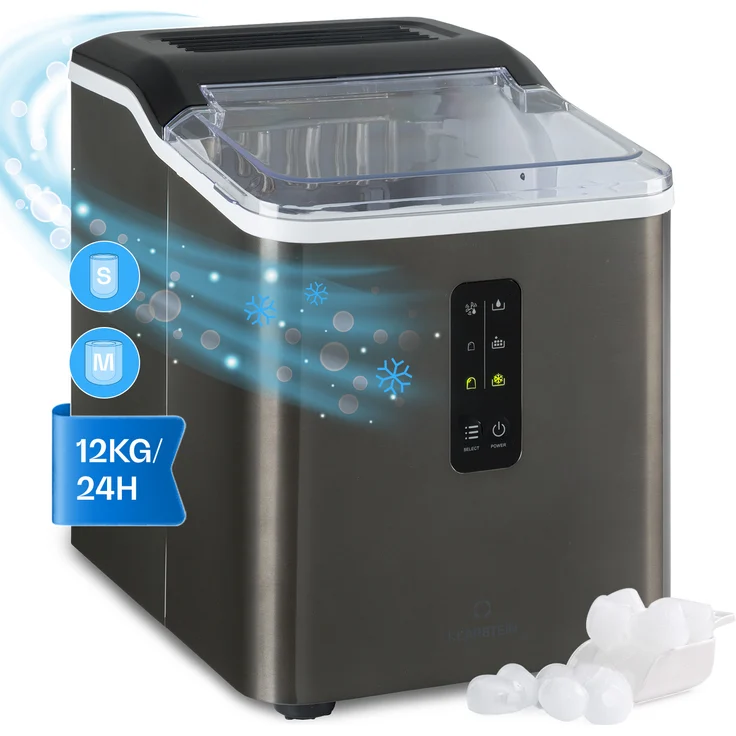 Klarstein Albaron Supreme Eiswürfelmaschine, Bullet-Eis, 12 kg / 24 h, 1,5 Ltr., Edelstahl, schwarz – Bild 1