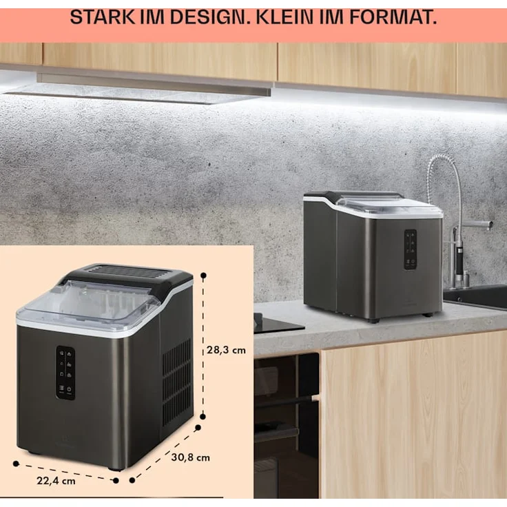 Klarstein Albaron Supreme Eiswürfelmaschine, Bullet-Eis, 12 kg / 24 h, 1,5 Ltr., Edelstahl, schwarz – Bild 6