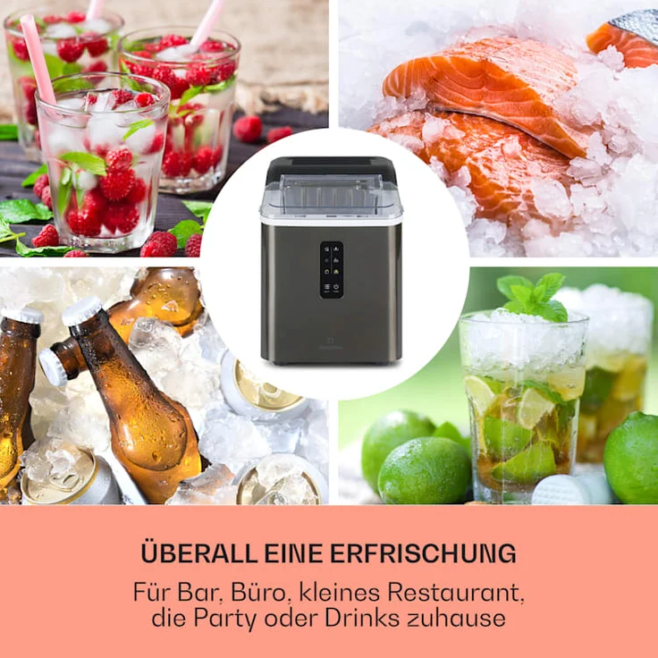 Klarstein Albaron Supreme Eiswürfelmaschine, Bullet-Eis, 12 kg / 24 h, 1,5 Ltr., Edelstahl, schwarz – Bild 3