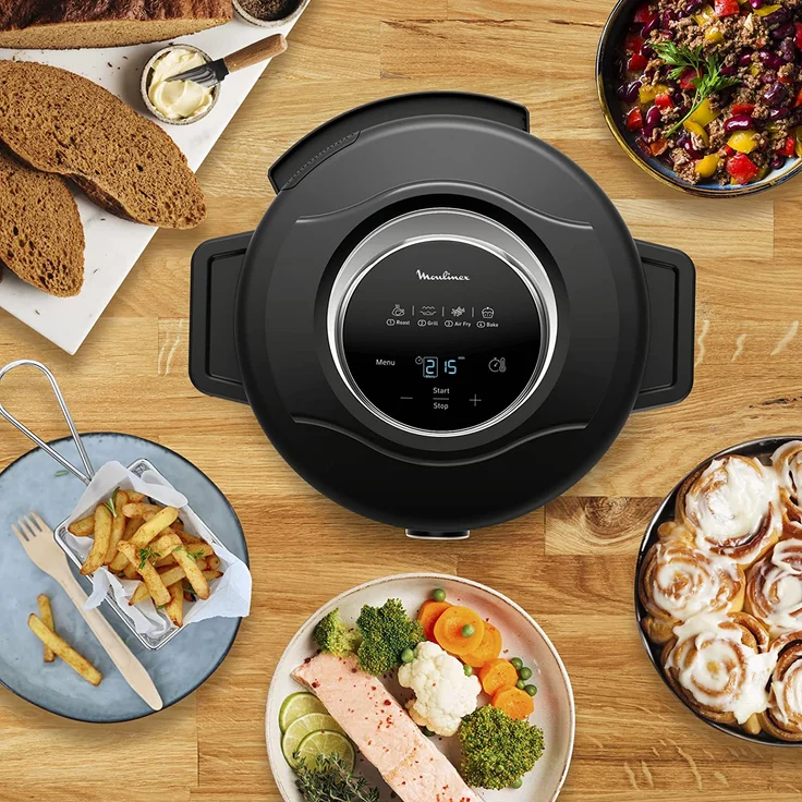 Moulinex CE7788 Turbo Cuisine & Fry 2-in-1 Elektrischer Schnellkochtopf und Luftfritteuse bis 1450 W Leistung, Antihaft-Schüssel, 15 automatische Programme, Timer, Zubehör, schwarz – Bild 5