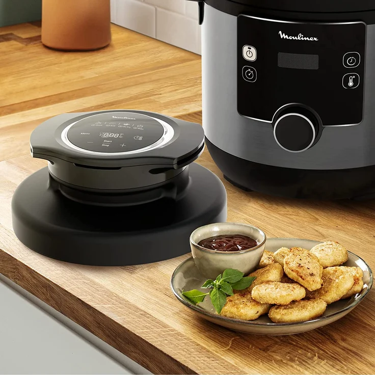Moulinex CE7788 Turbo Cuisine & Fry 2-in-1 Elektrischer Schnellkochtopf und Luftfritteuse bis 1450 W Leistung, Antihaft-Schüssel, 15 automatische Programme, Timer, Zubehör, schwarz – Bild 6
