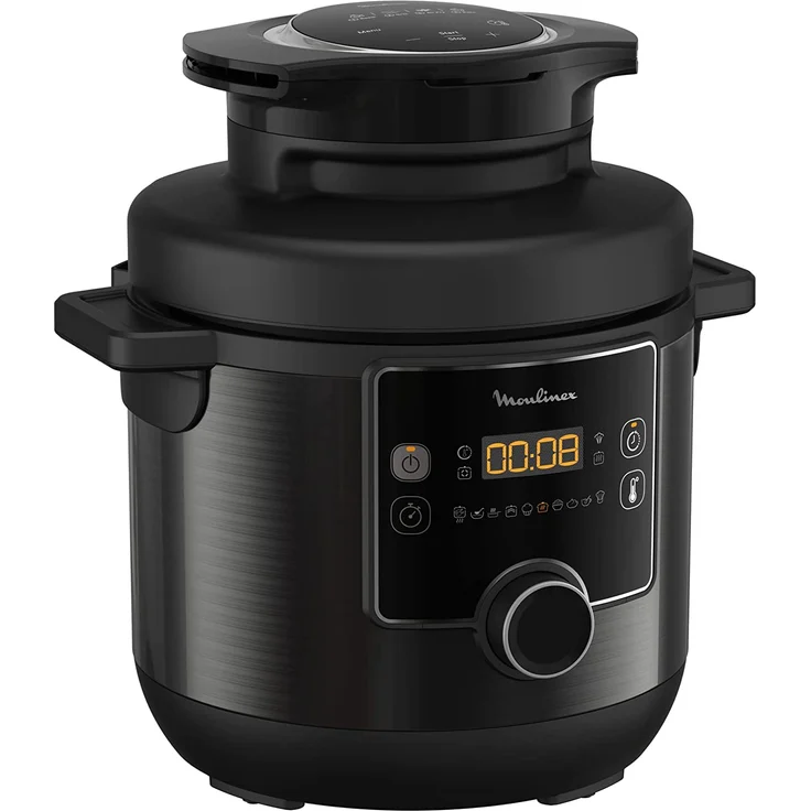 Moulinex CE7788 Turbo Cuisine & Fry 2-in-1 Elektrischer Schnellkochtopf und Luftfritteuse bis 1450 W Leistung, Antihaft-Schüssel, 15 automatische Programme, Timer, Zubehör, schwarz – Bild 9