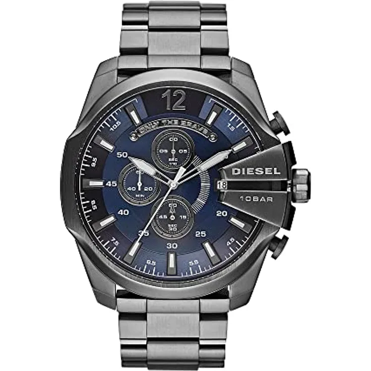 Diesel Herren Mega Chief Chronograph DZ4329, 51 mm Gehäusegrösse Edelstahluhr