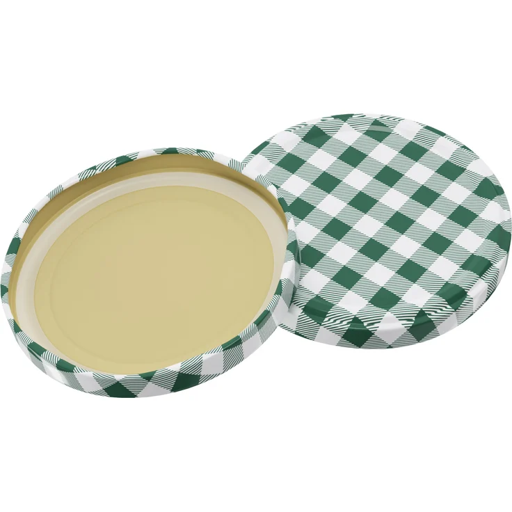 100 Stück Wellgro Einmachgläser mit Schraubdeckel - 230 ml, 8,5 x 6,5 cm (ØxH), Glas / Metall, grün karierte Deckel To 82 – Bild 3
