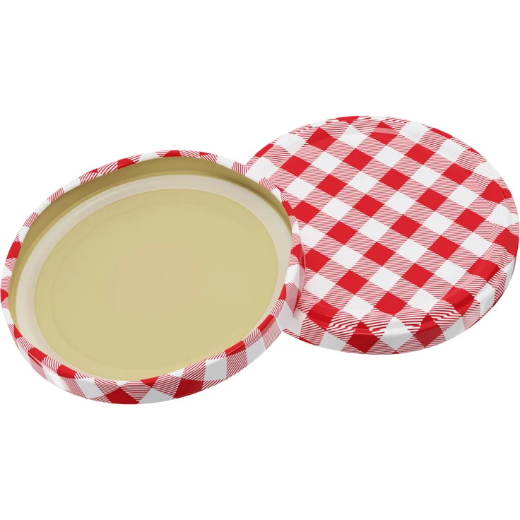 12 Stück Wellgro Einmachgläser mit Schraubdeckel - 435 ml, 8,5 x 12 cm (ØxH), Glas / Metall, rot karierte Deckel To 82 – Bild 3