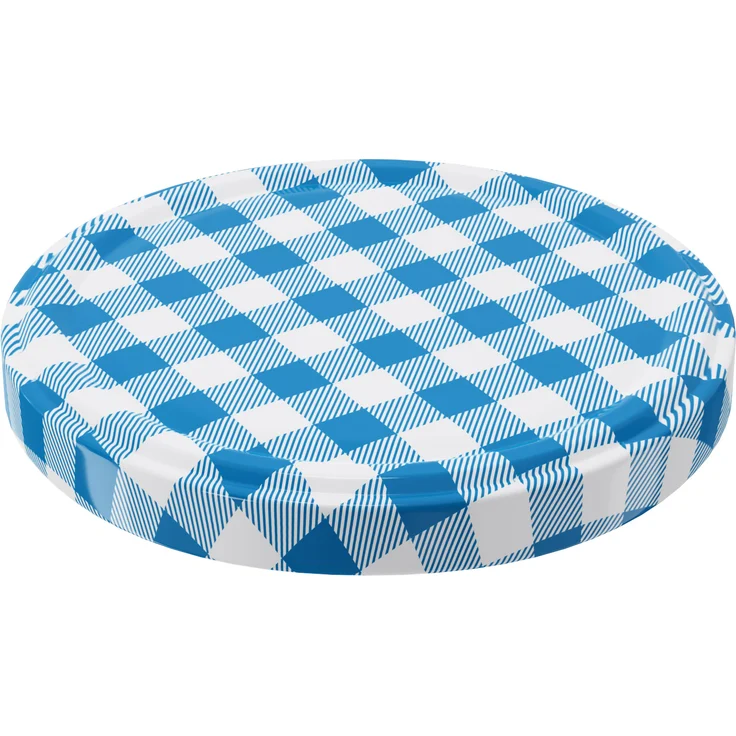 50 Stück Wellgro Einmachgläser mit Schraubdeckel - 435 ml, 8,5 x 12 cm (ØxH), Glas / Metall, blau karierte Deckel To 82 – Bild 5