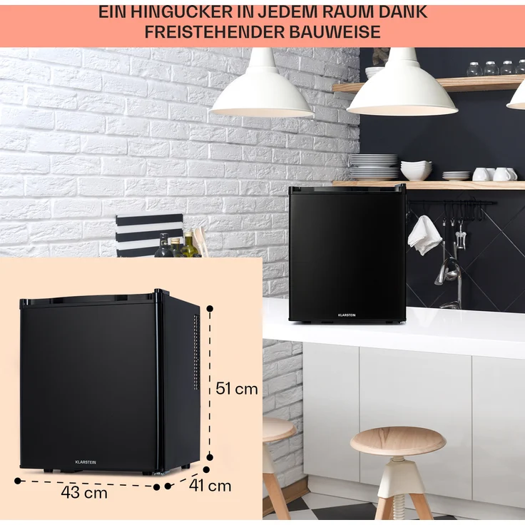 Klarstein Happy Hour 38 Minikühlschrank, freistehend, schwarz, Energieklasse F - Preisvergleich – Bild 6