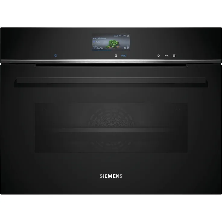 Siemens CS736G1B1 Backofen mit Dampffunktion, iQ700, Einbaugerät, Garraum 47 l, Breite 59,4 cm, edelstahl, schwarz