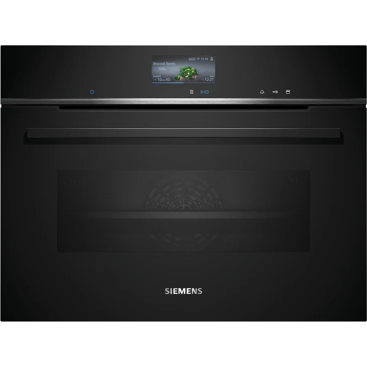 Siemens CS736G1B1 Backofen mit Dampffunktion, iQ700, Einbaugerät, Garraum 47 l, Breite 59,4 cm, edelstahl, schwarz – Bild 1