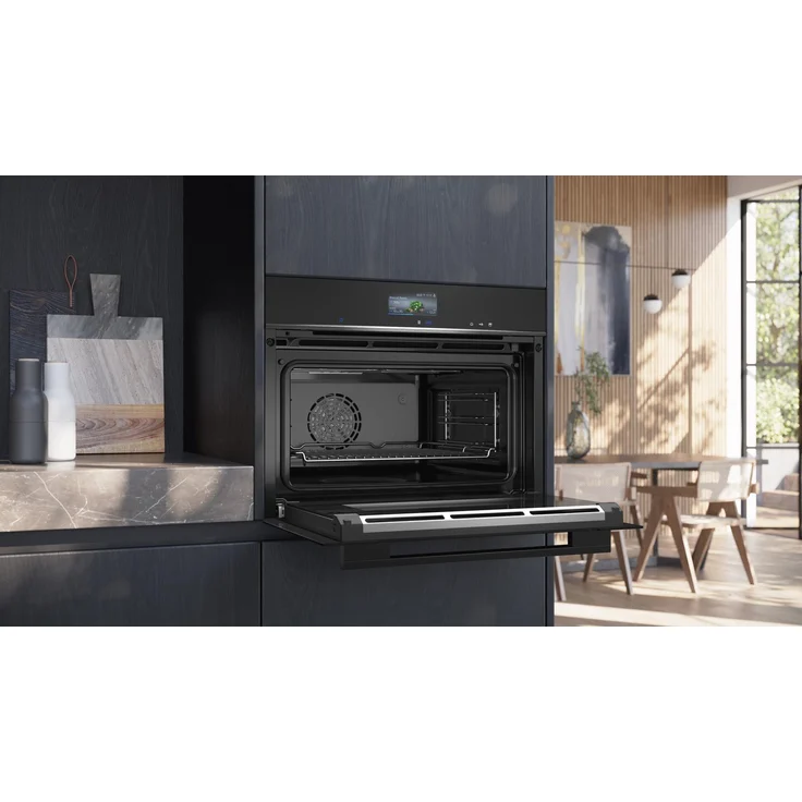 Siemens CS736G1B1 Backofen mit Dampffunktion, iQ700, Einbaugerät, Garraum 47 l, Breite 59,4 cm, edelstahl, schwarz – Bild 3