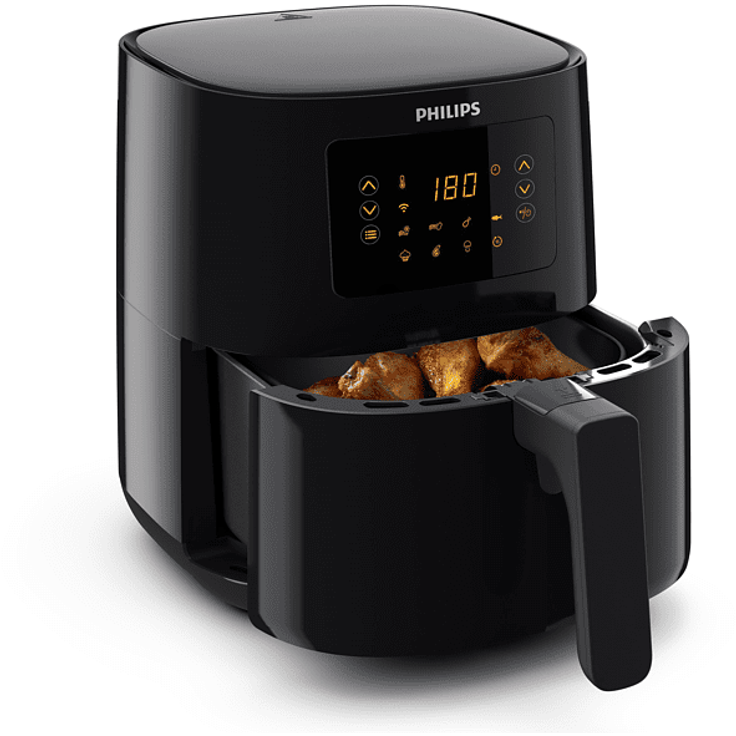 Philips HD9255/90 Serie 5000 Connected Heißluftfritteuse, 1400 Watt, 4,1 Liter, ohne Fett, 7 Programme, per App steuerbar, Display, Schwarz – Bild 4