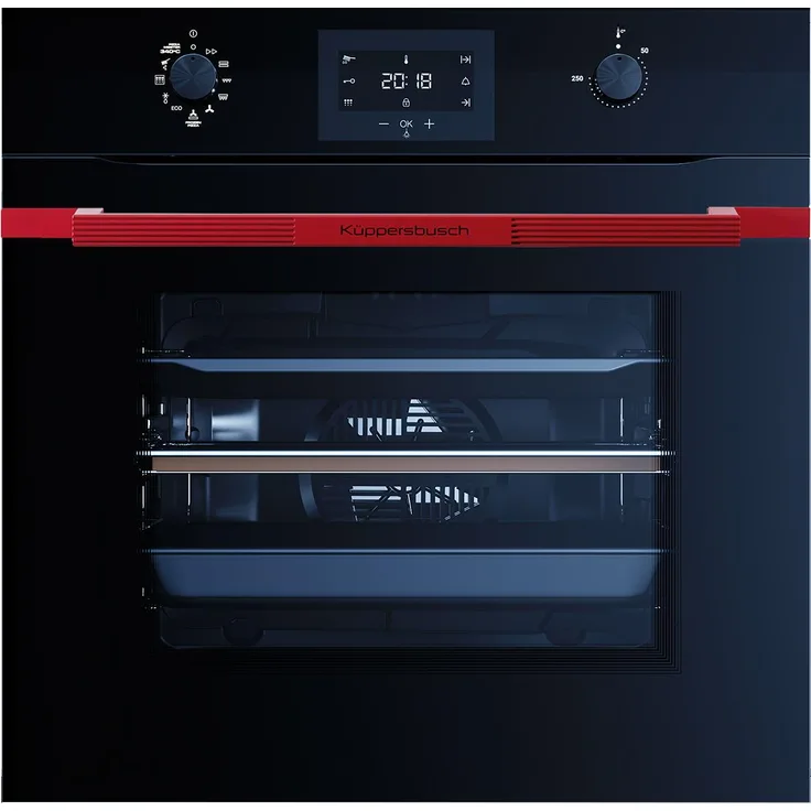 Küppersbusch BP 6332.0 SE8 Einbaubackofen, K-Series.3, Pyrolyse, Einbaugerät, Garraum 70 l, Breite 60 cm, Schwarz/Hot Chili