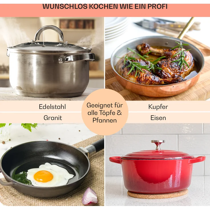 Klarstein Firetale Gaskochfeld, 4-flammig 60 cm Aluminium-Brenner inkl. Schlauch und Druckminderer, Einbaugerät, Autark, Anzahl der Kochstellen 4, schwarz – Bild 8