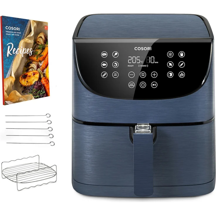 COSORI CP 158-RXL Heißluftfritteuse, 1700 Watt, 5,5 Liter, ohne Fett, Thermostat, 11 Programme, 60 Min. Timer, Kunststoff, Metall, blau – Bild 1