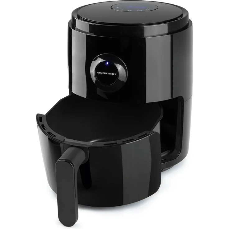 GOURMETmaxx Heißluftfritteuse, 1400 W, 3 Liter, ohne Fett, bis 200 °C, Timer, 6 Programme, Kunststoff, schwarz – Bild 1