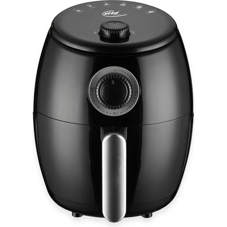 Elta AF-1000.1M Heißluftfritteuse, 1000 W, 2 Liter, ohne Fett, Timer 30 Min, Drehregler, Kunststoff, schwarz