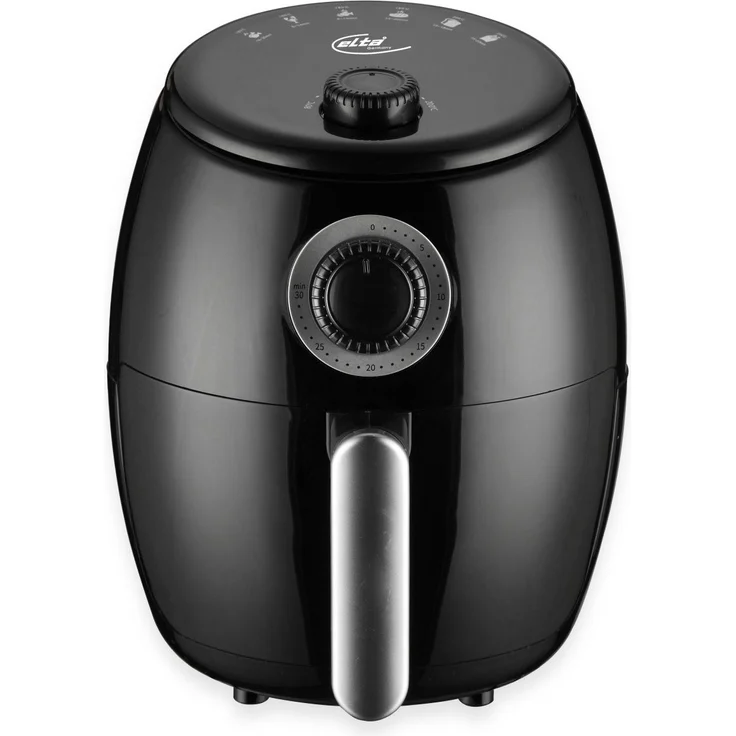 Elta AF-1000.1M Heißluftfritteuse, 1000 W, 2 Liter, ohne Fett, Timer 30 Min, Drehregler, Kunststoff, schwarz