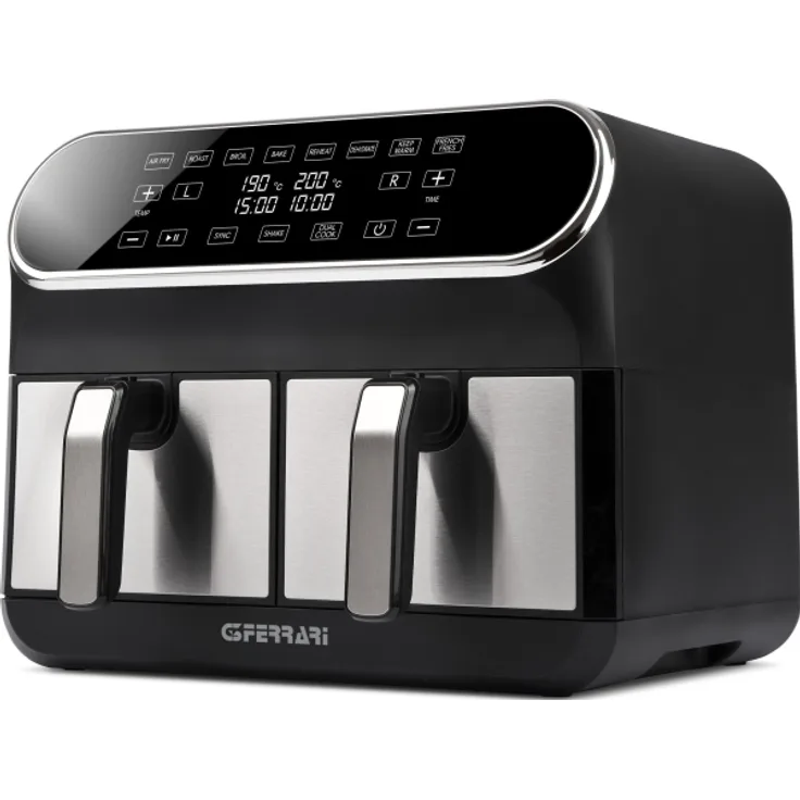 G3 Ferrari G10150 Heißluftfritteuse, 1700 Watt, 8 Liter, ohne Fett, 2 Becken, Touch, silber, schwarz - Preisvergleich