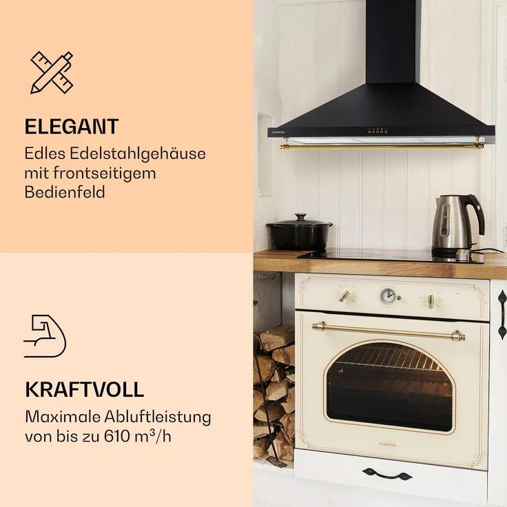 Klarstein Montblanc 90 Wandhaube, Wandmontage, Anzahl Gebläsestufen 3, Breite 90 cm, schwarz – Bild 4