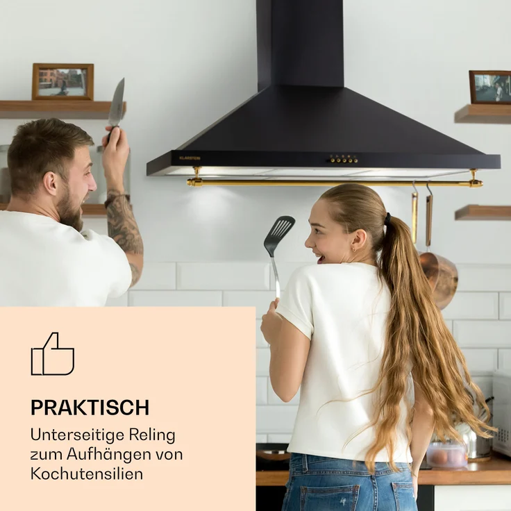 Klarstein Montblanc 90 Wandhaube, Wandmontage, Anzahl Gebläsestufen 3, Breite 90 cm, schwarz – Bild 2