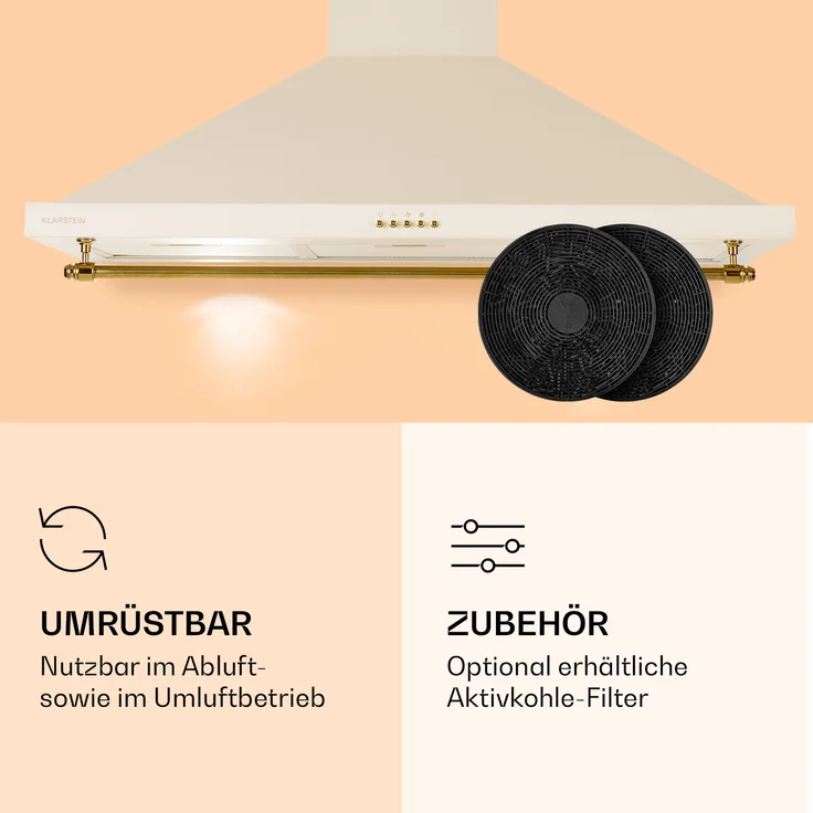 Klarstein Montblanc 90 Wandhaube, Wandmontage, Anzahl Gebläsestufen 3, Breite 90 cm, creme – Bild 5