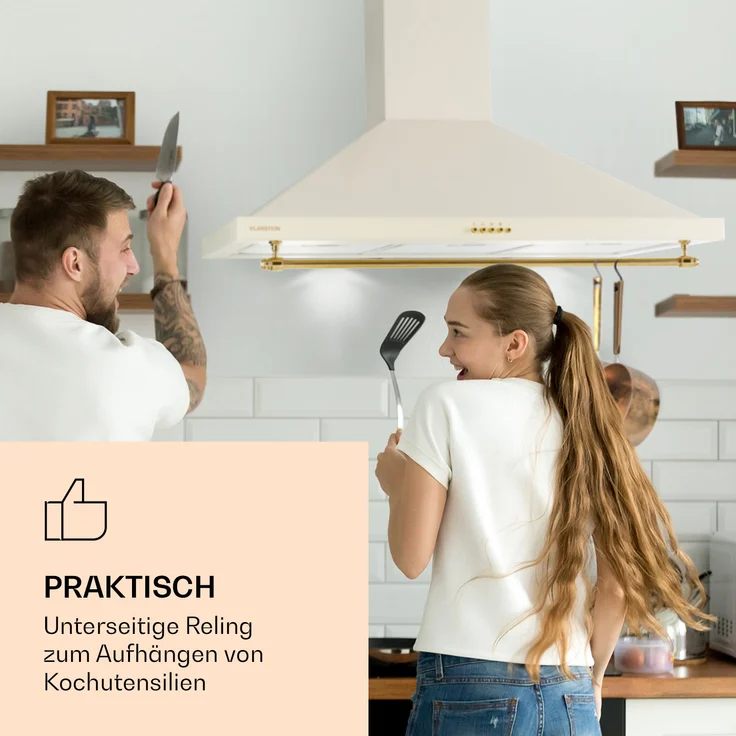 Klarstein Montblanc 90 Wandhaube, Wandmontage, Anzahl Gebläsestufen 3, Breite 90 cm, creme – Bild 2