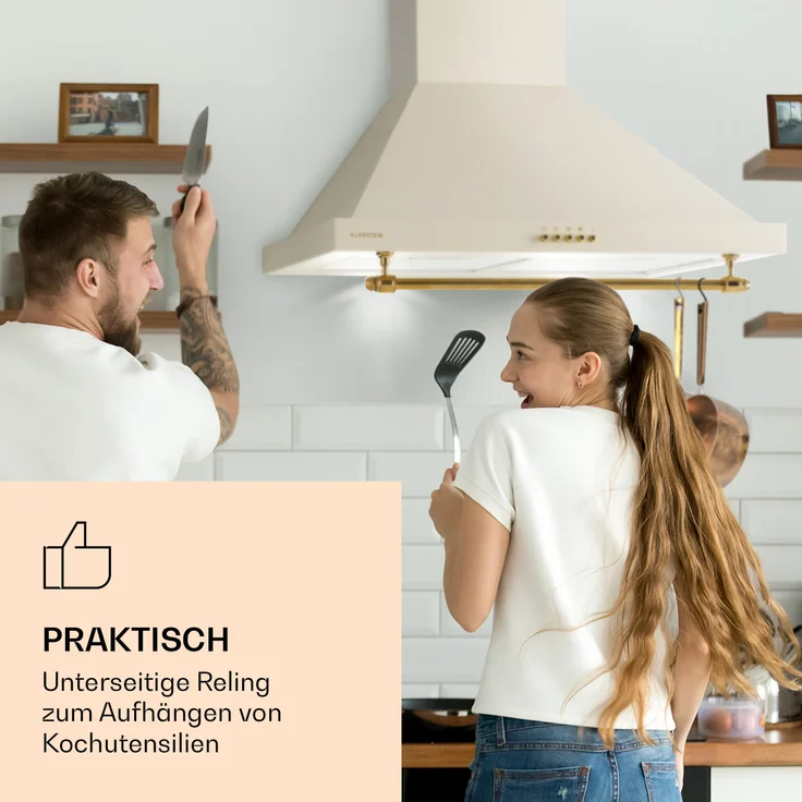 Klarstein Montblanc 60 Wandhaube, Wandmontage, Anzahl Gebläsestufen 3, Breite 60 cm, creme – Bild 2