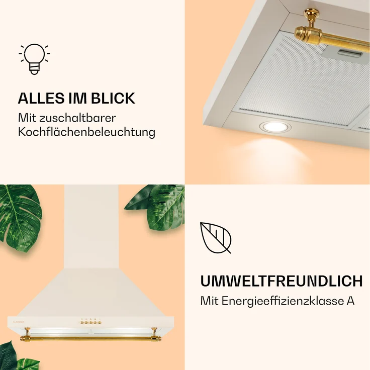 Klarstein Montblanc 60 Wandhaube, Wandmontage, Anzahl Gebläsestufen 3, Breite 60 cm, creme – Bild 3