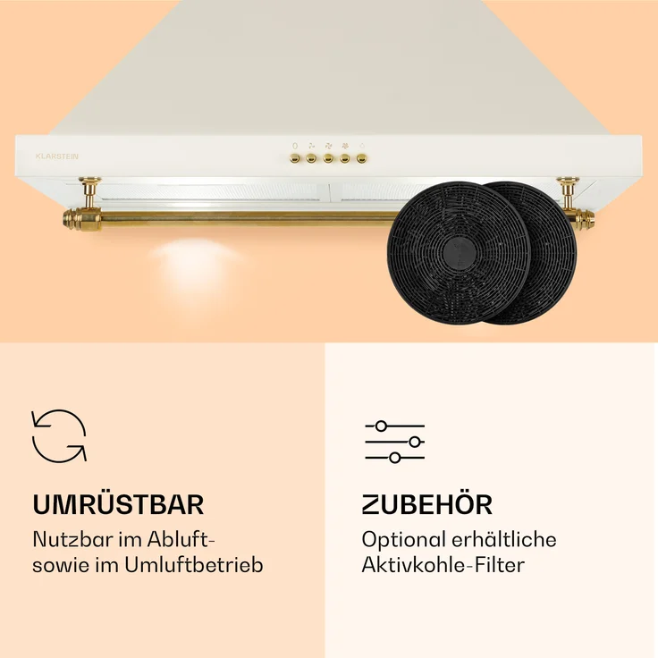 Klarstein Montblanc 60 Wandhaube, Wandmontage, Anzahl Gebläsestufen 3, Breite 60 cm, creme – Bild 5