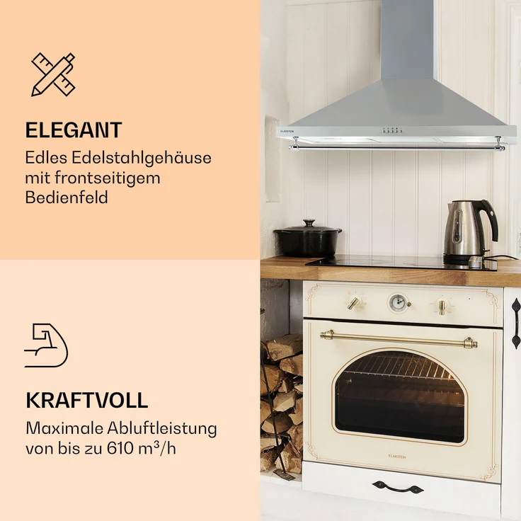 Klarstein Montblanc 90 Wandhaube, Wandmontage, Anzahl Gebläsestufen 3, Breite 90 cm, silbergrau – Bild 4