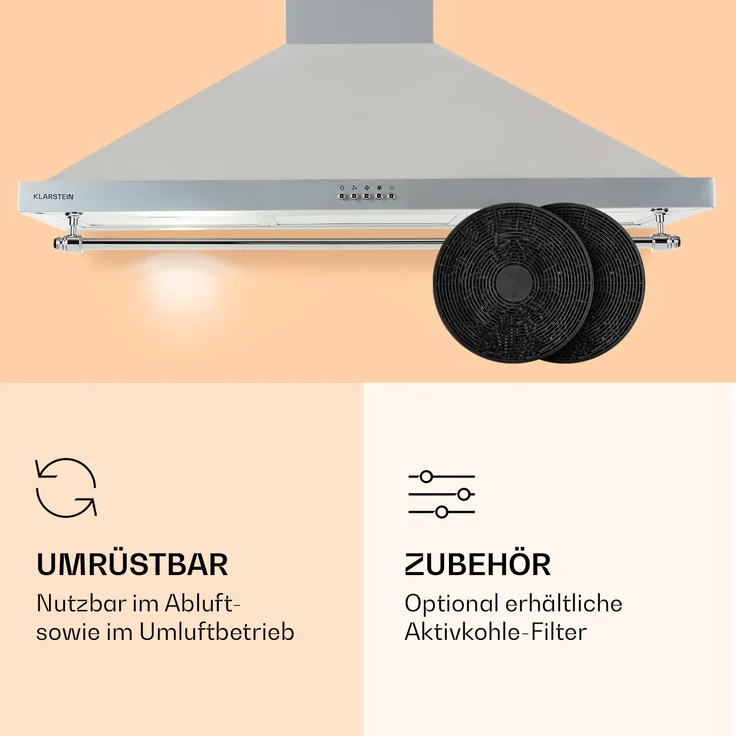 Klarstein Montblanc 90 Wandhaube, Wandmontage, Anzahl Gebläsestufen 3, Breite 90 cm, silbergrau – Bild 5
