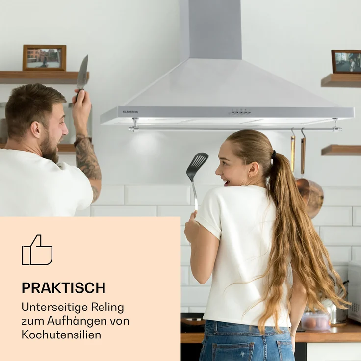 Klarstein Montblanc 90 Wandhaube, Wandmontage, Anzahl Gebläsestufen 3, Breite 90 cm, silbergrau – Bild 2