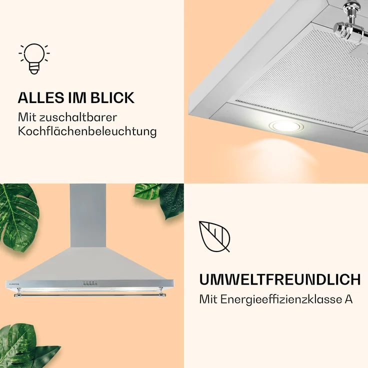 Klarstein Montblanc 90 Wandhaube, Wandmontage, Anzahl Gebläsestufen 3, Breite 90 cm, silbergrau – Bild 3