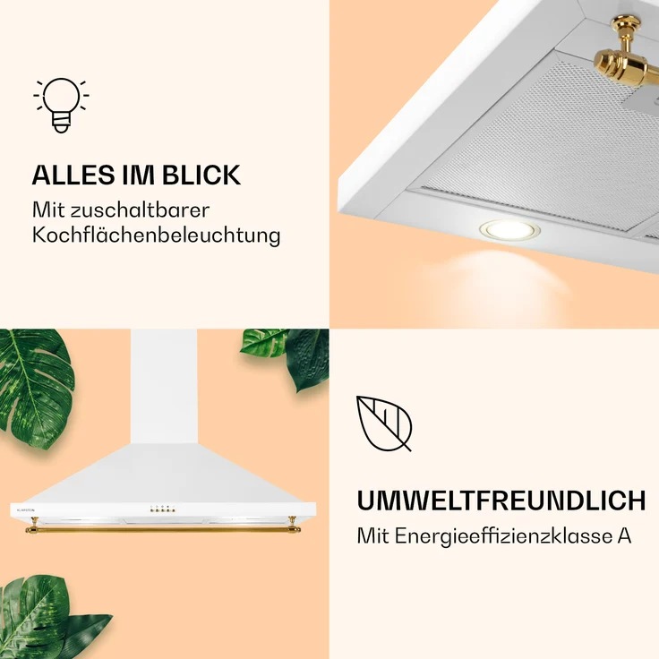 Klarstein Montblanc 90 Wandhaube, Wandmontage, Anzahl Gebläsestufen 3, Breite 90 cm, weiß – Bild 3