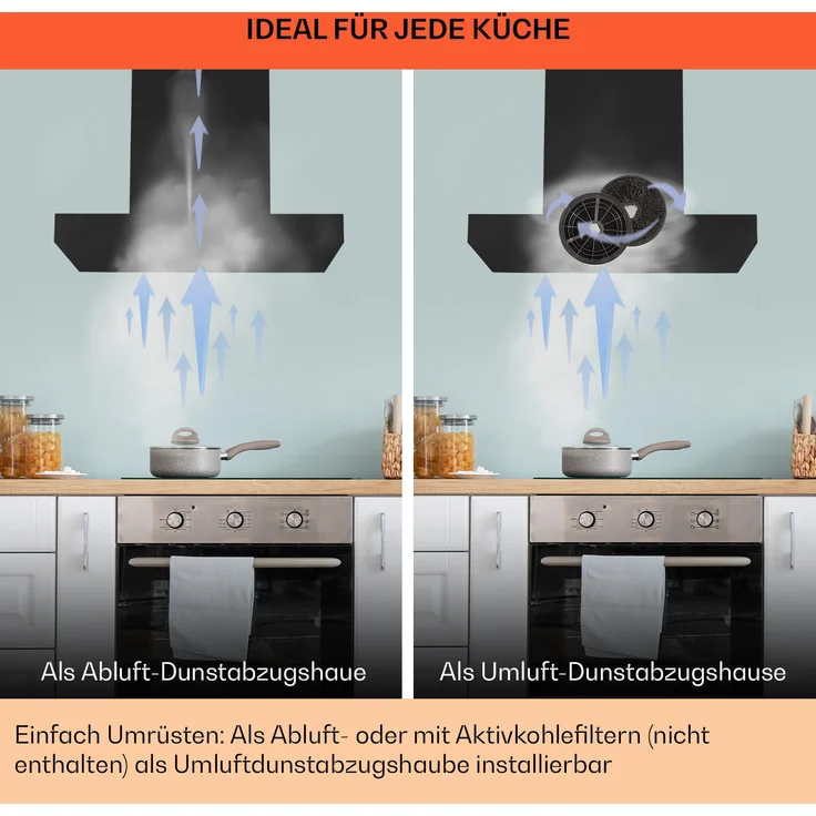 Klarstein Alinea 60 Wandhaube, Wandmontage, Anzahl Gebläsestufen 4, Breite 60 cm, schwarz – Bild 7